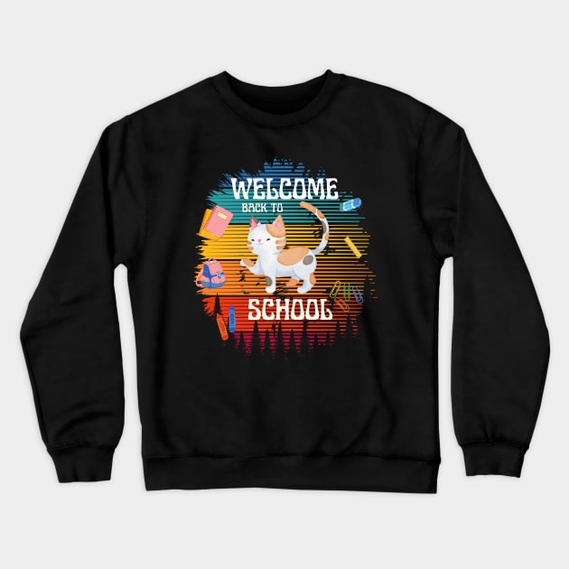 Welcome Back To School Cat Crewneck Sweatshirt by NICHE&NICHE